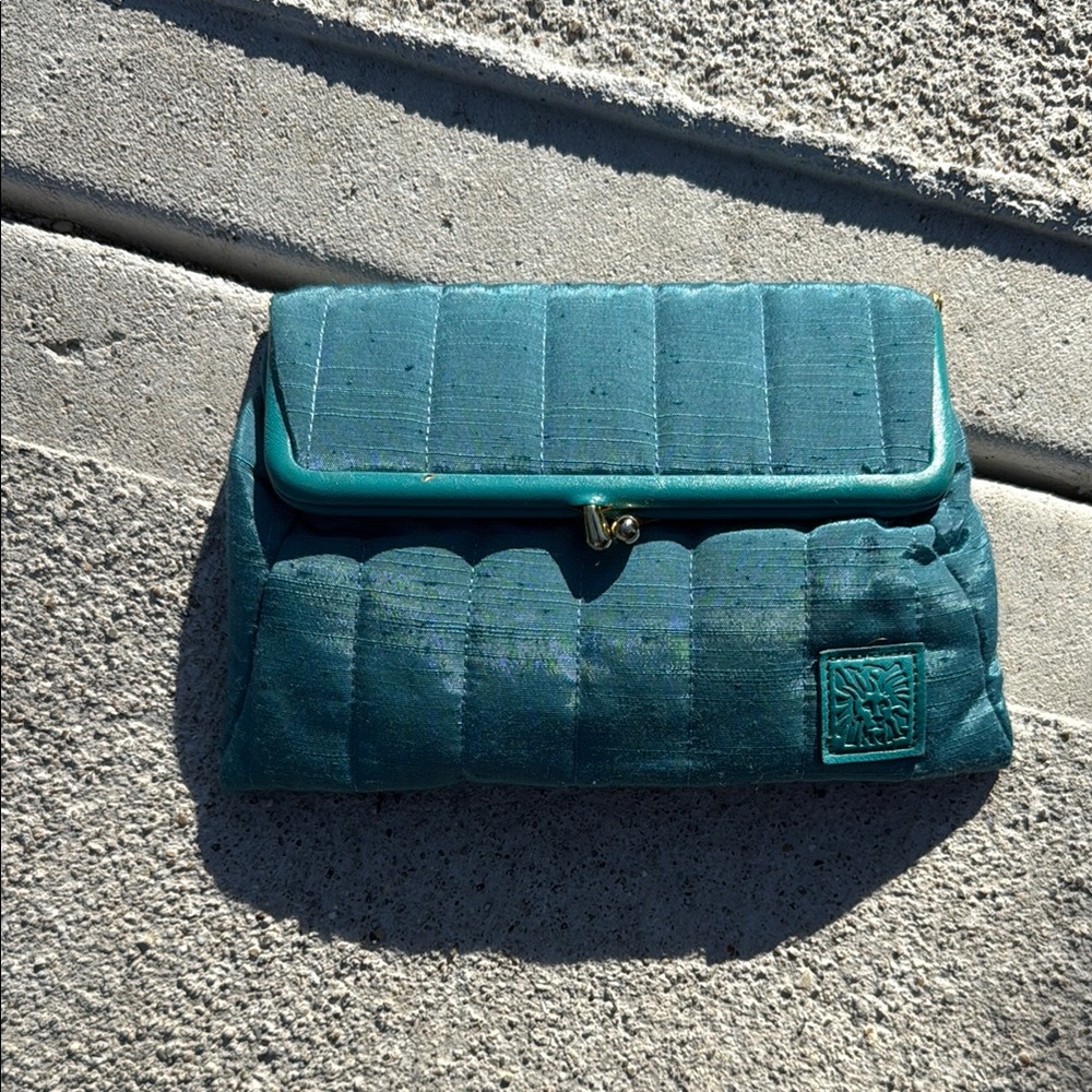 Ann Taylor Blue Quilted Clutch
